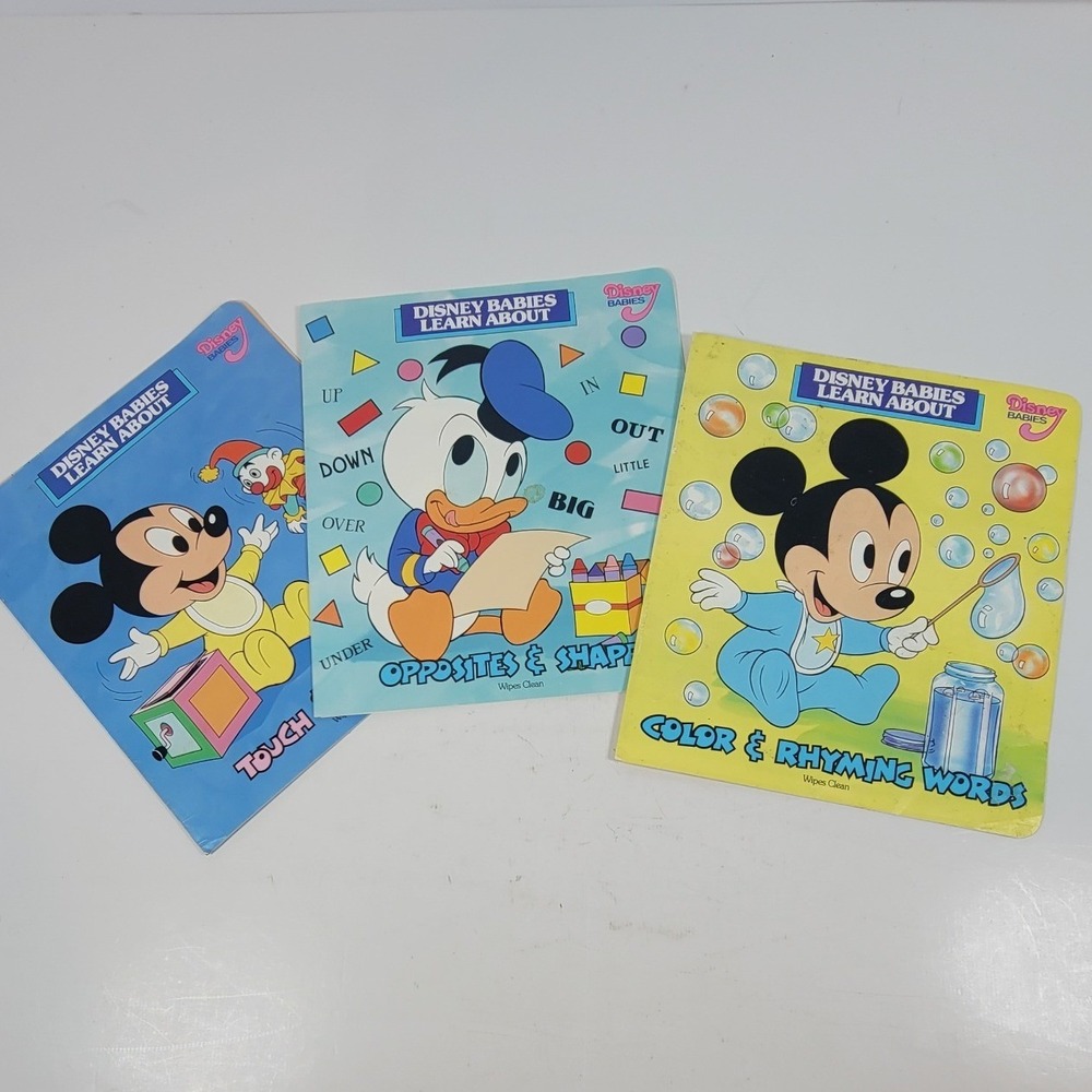 Vintage Disney Babies Learn About Board Book Lot Mickey Donald 1987 1988 3 Pack